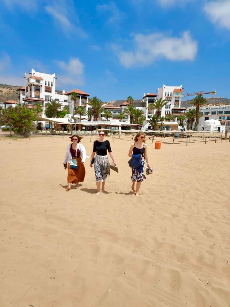 Women walking on beach in Agadir