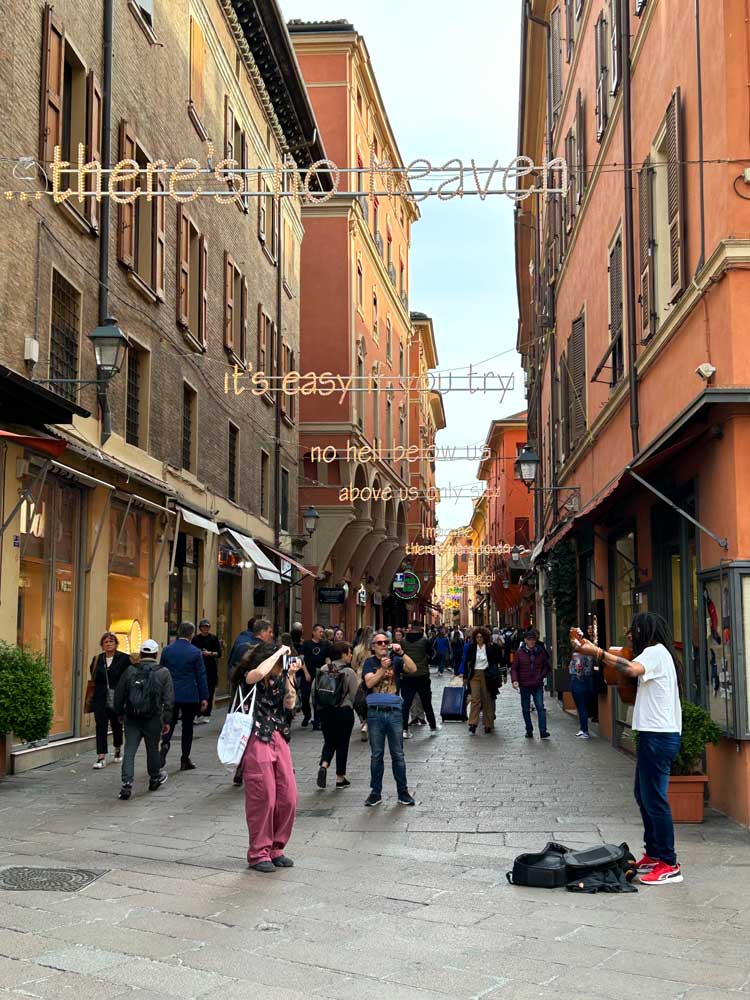 Imagine Street in Bologna, Italy