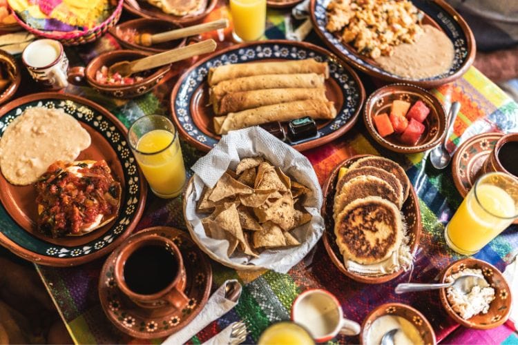 Table of Mexican food