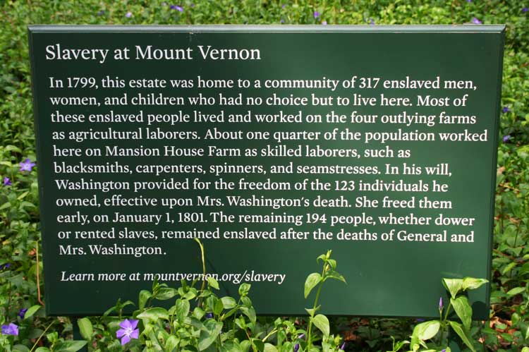 Slavery plaque at Mount Vern