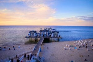 The Pier of Sellin on Rügen Island, Germany during Sunset. Photo by Juergen Striewski from Pexels via Canva