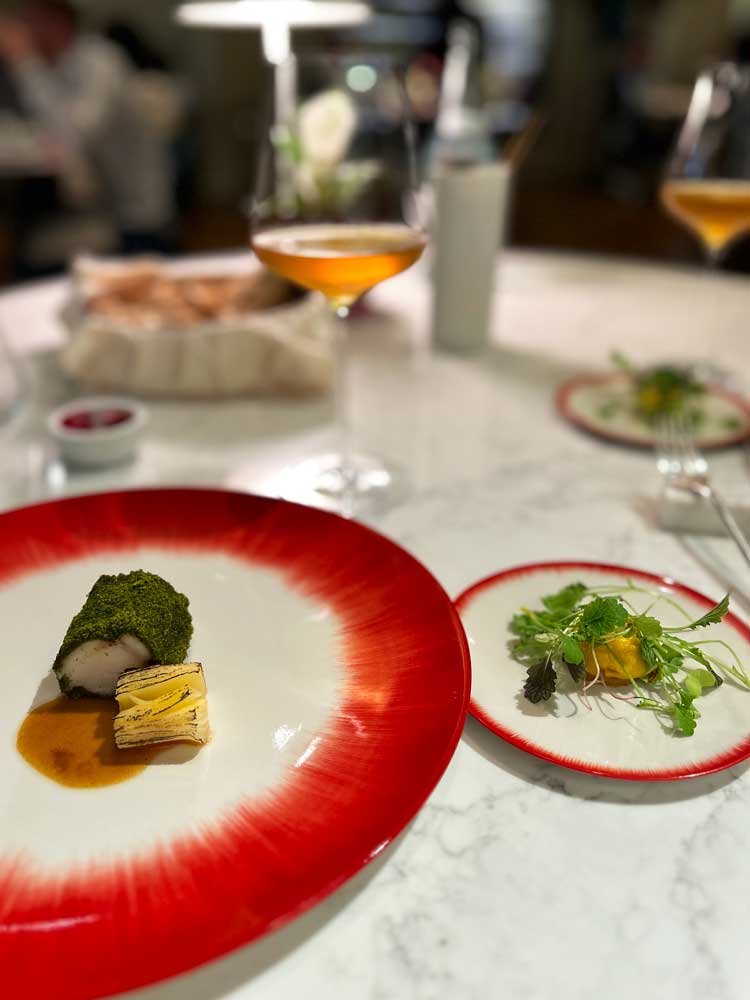 A course at the Michelin star restaurant, I Portici