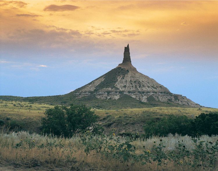 Chimney Rock at dusk