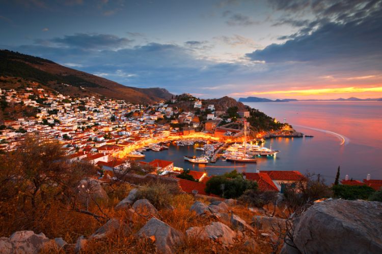 Sunset on the car-free island of Hydra