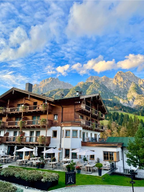 The breathtaking  Naturhotel Forsthofgut nestled in the Leogang Mountains. Photo by Janna Graber