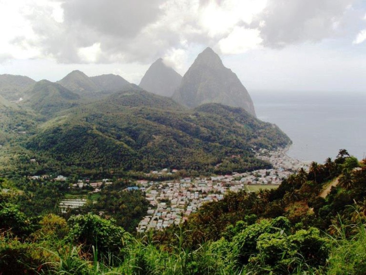 The twin peaks of the Pitons in St. Lucia