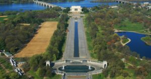 The WWII Memorial, Reflection Pool and Lincoln Memorial. Photo by Frank Hosek