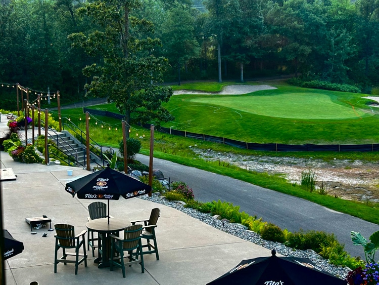 Patio view of an exciting hole