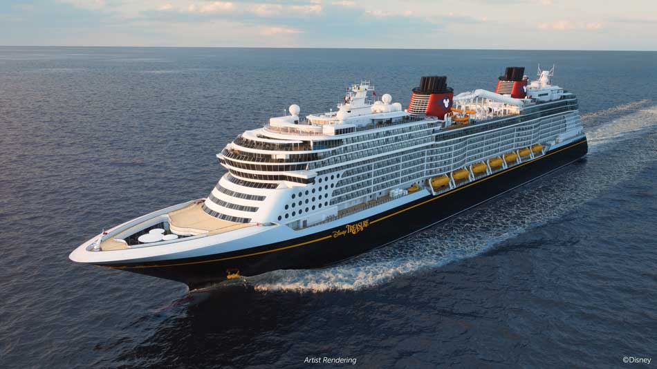 The Disney Treasure, the newest ship in the Disney Cruise Line fleet expansion, will set sail in December 2024, embarking on its inaugural season of seven-night itineraries to the Eastern and Western Caribbean from Port Canaveral, Florida. Adventure will serve as the architectural and thematic foundation of the ship, in honor of Walt Disney’s legendary passion for travel and exploration. (Disney)The Disney Treasure, the newest ship in the Disney Cruise Line fleet expansion, will set sail in December 2024, embarking on its inaugural season of seven-night itineraries to the Eastern and Western Caribbean from Port Canaveral, Florida. Adventure will serve as the architectural and thematic foundation of the ship, in honor of Walt Disney’s legendary passion for travel and exploration. (Disney)The Disney Treasure, the newest ship in the Disney Cruise Line fleet expansion, will set sail in December 2024, embarking on its inaugural season of seven-night itineraries to the Eastern and Western Caribbean from Port Canaveral, Florida. Adventure will serve as the architectural and thematic foundation of the ship, in honor of Walt Disney’s legendary passion for travel and exploration. (Disney)