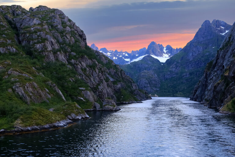 The Trollfjord or Trollfjorden is a fjord in Hadsel Municipality in Nordland county, Norway. The fjord is a popular tourist attraction due to the beauty of its natural setting. Photo by iStock