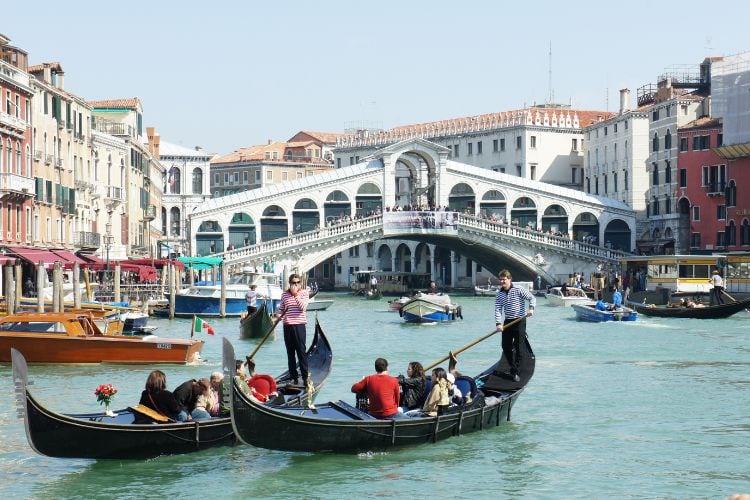 Gondola at Rialto Bridge Venice