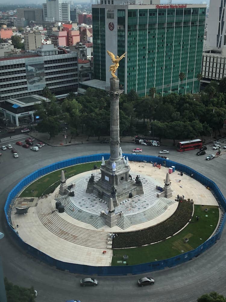 El Angel de la Independencia - barricaded off after protests. Photo by Hayley Baldwin