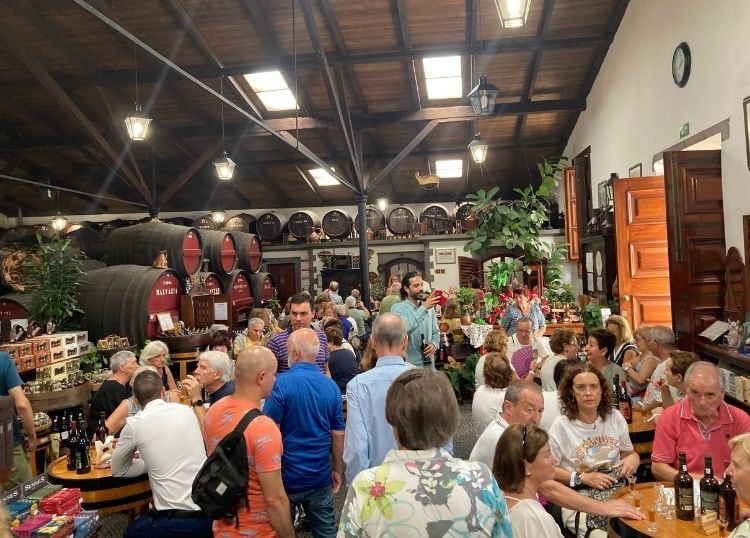 Interior of D'Oliveiras, a popular place in Funchal to sample and buy Madeira wine