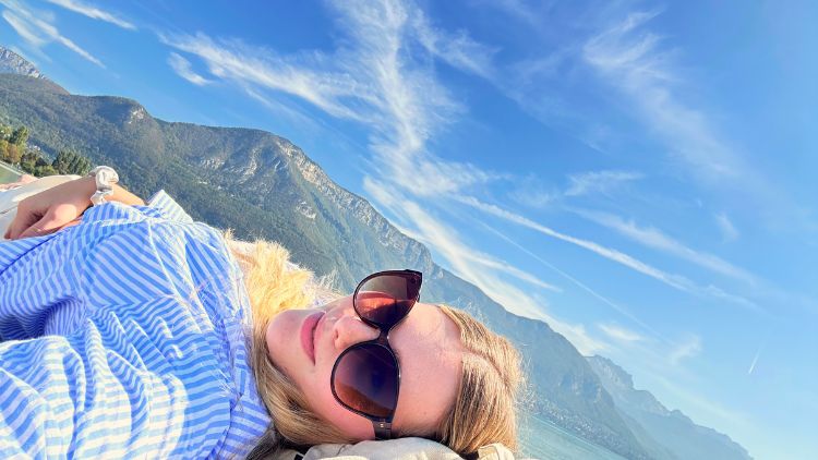 Relaxing by Lac d'Annecy. Photo by Isabella Miller