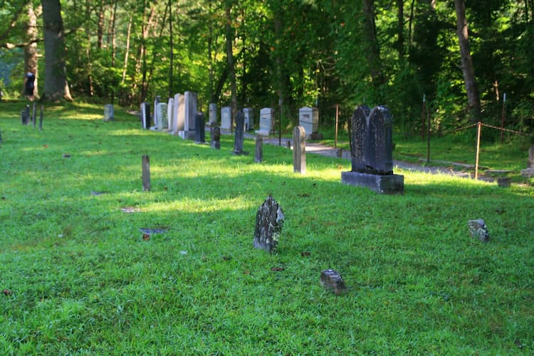 The cemetery behind the Methodist church has over 100 graves and is the second oldest in the Cove.