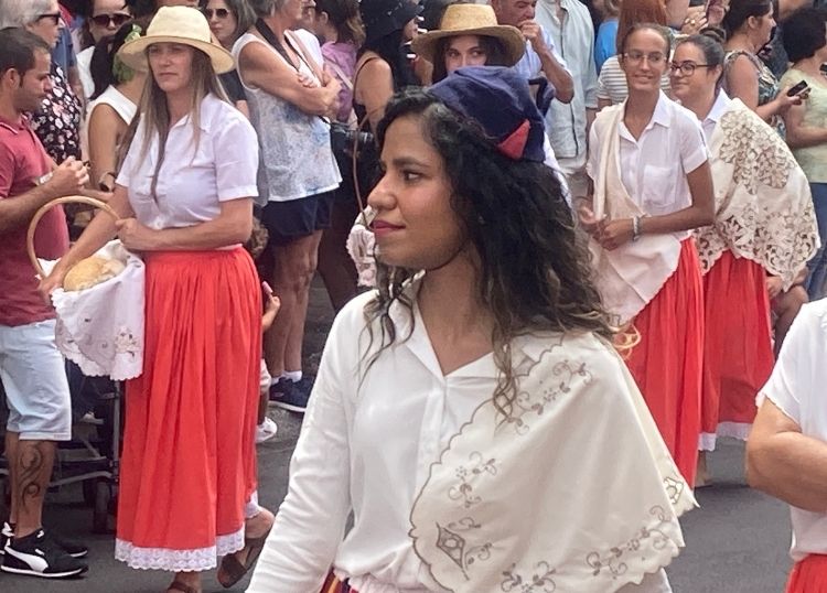 Young woman marching in the Harvest Festival parade