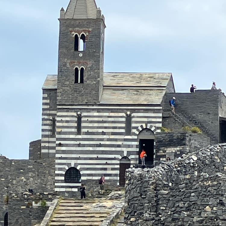 13th century church with marble bands, Porto Venere. Photo by Mari S. Gold
