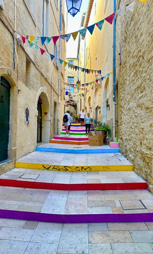 Colorful steps in Montpellier, France. Photo by Isabella Miller