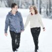 Couple walking on snow, Pinterest. Photo by Yuriy Bogdanov, Unsplash