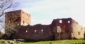 Hammershus Slot facade facing Baltic Sea in island of Bornholm. Oldest medieval castle in Scandinavia. Photo by Serge Olivera