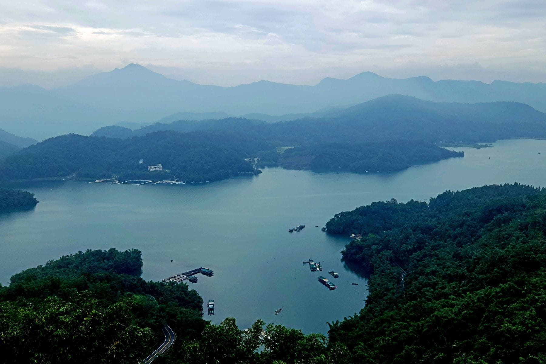 Panorama of the Southern End of Sun Moon Lake from Ci'en Pagoda. Photo by Edward Placidi