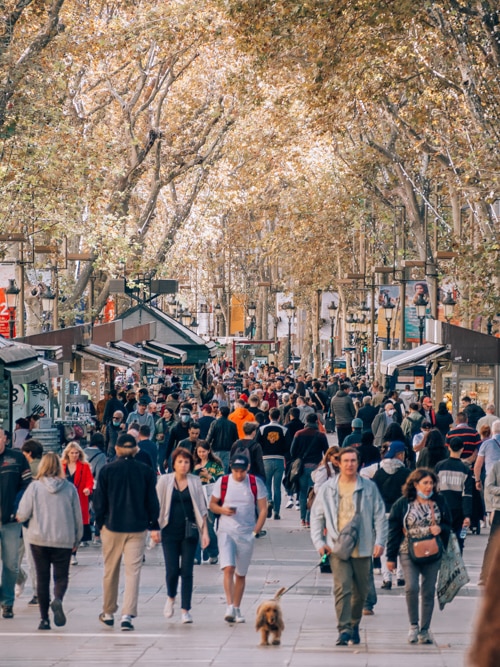 La Rambla in Barcelona, Spain.