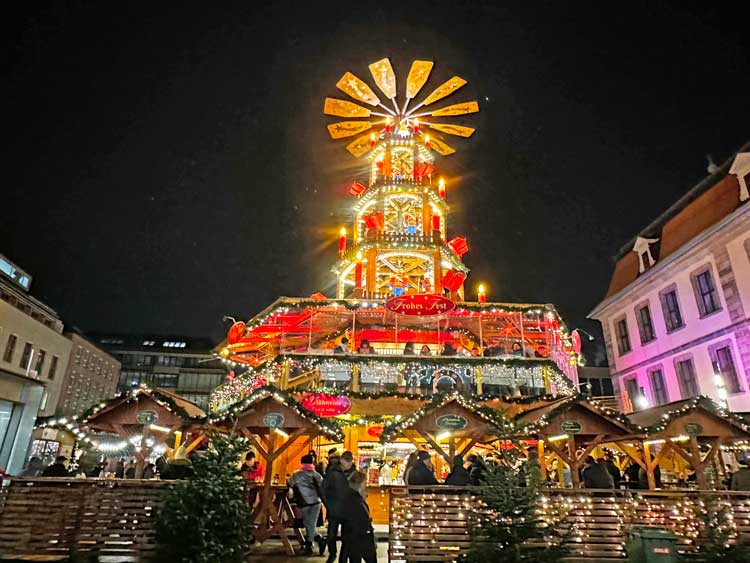 Christmas pyramid at the Christmas market in Fulda, Germany. Photo by Janna Graber