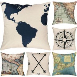 Geography Pillow Covers