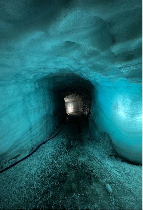 Inside the man-made ice tunnels of Langjökull Glacier. Photo by Isabella Miller