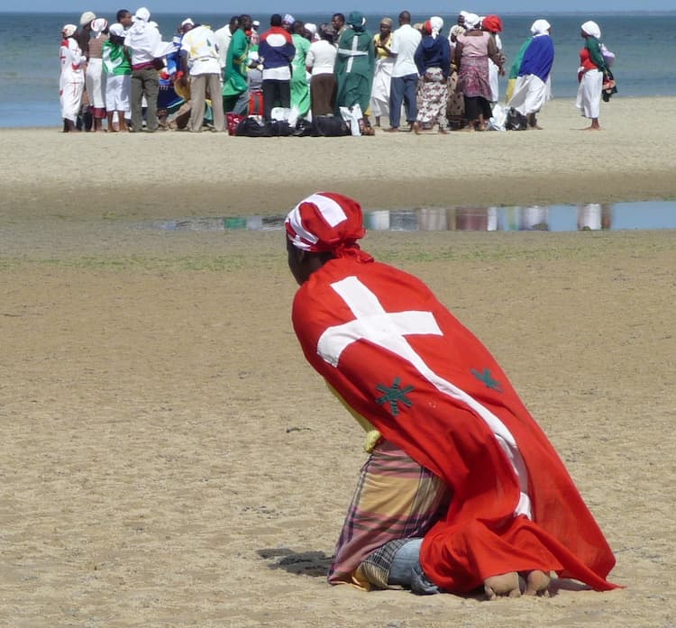 Religious group on the beach. Photo by Donal Conlon