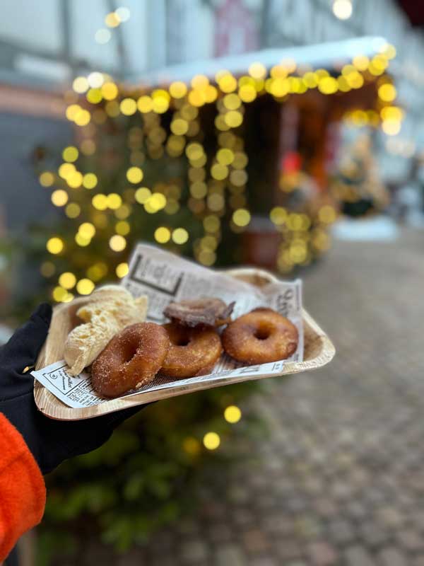 Apple cider donuts at the Christmas market. Photo by Janna Graber