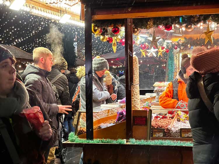 Vendors at German Christmas markets offer many yummy things to eat. Photo by Janna Graber