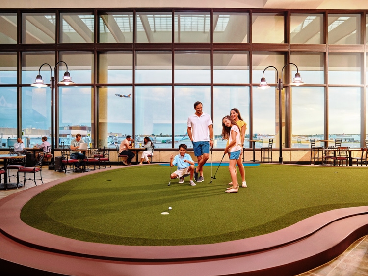 It's not often you encounter a putting green as you do at Palm Beach International Airport