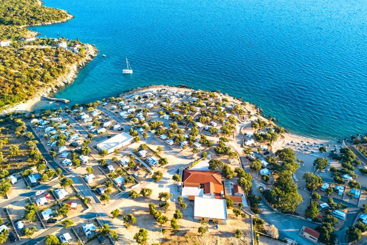 Aerial view of a beautiful Croatian campsite
