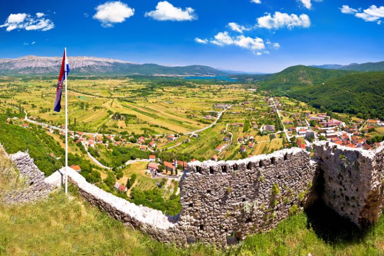 Aerial view of Vrlika and Peruća Lake