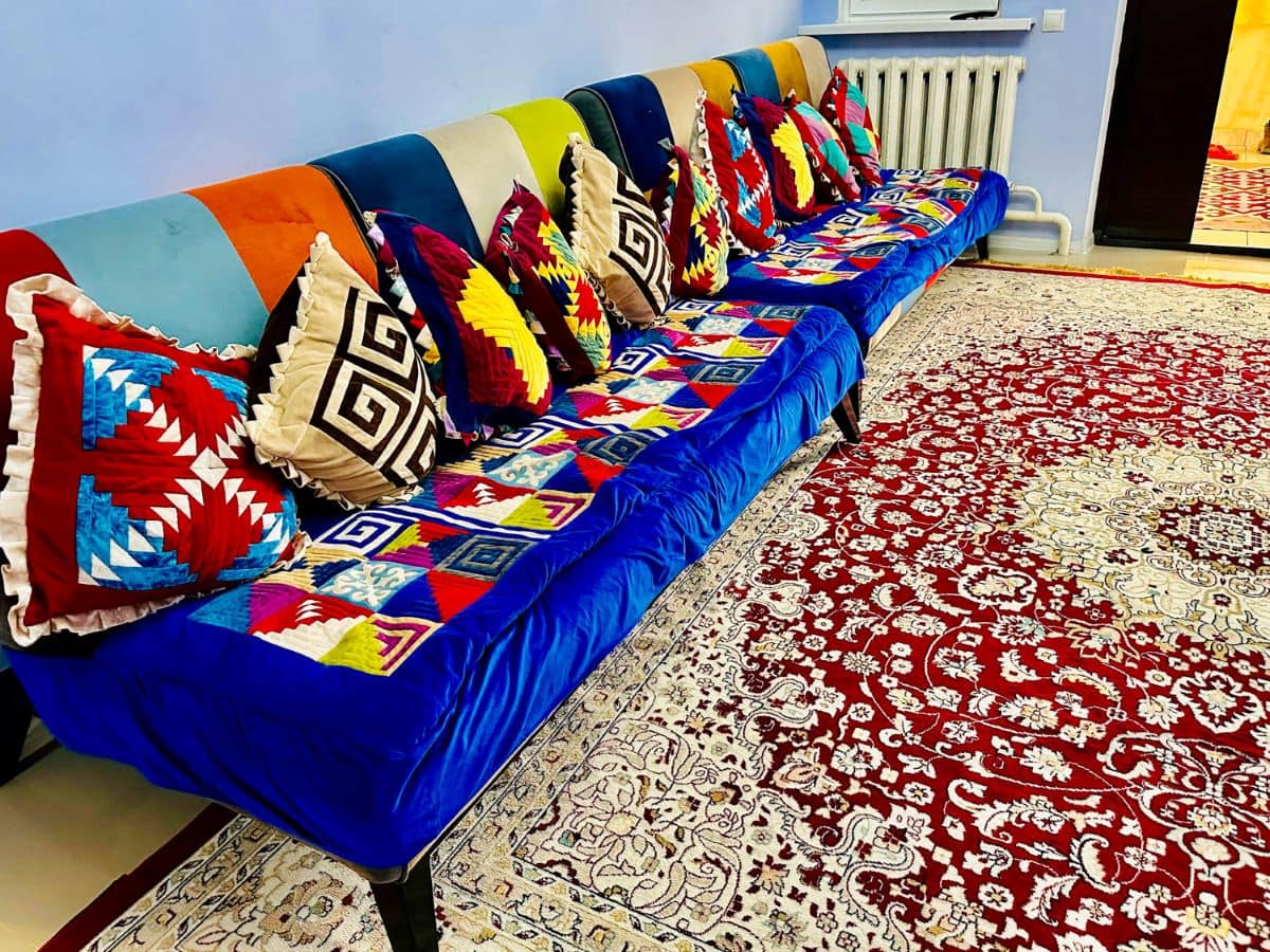 Community room at a guesthouse in rural Kazakhstan