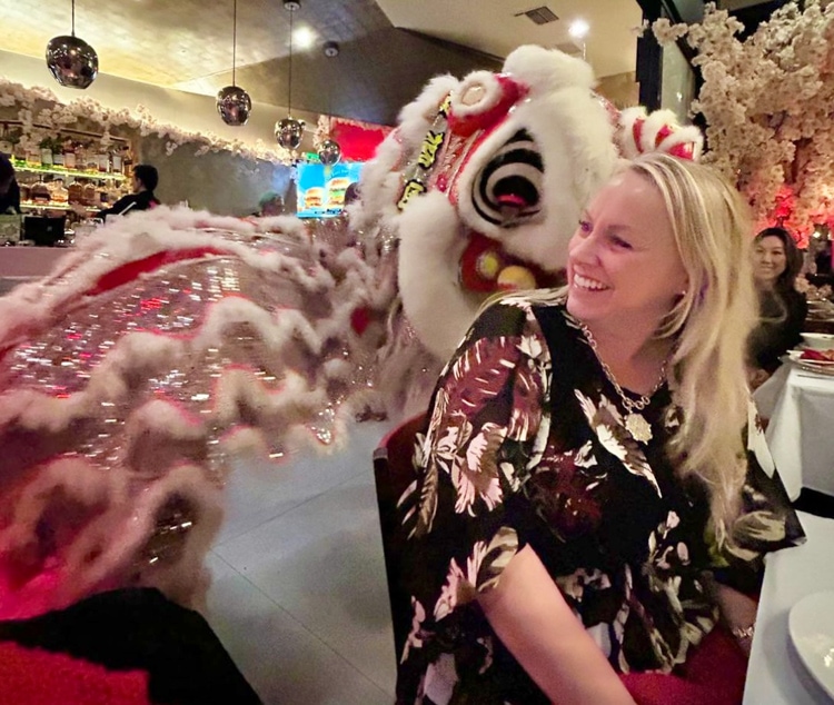 The Dragon and Davis at Lunar New Year celebration