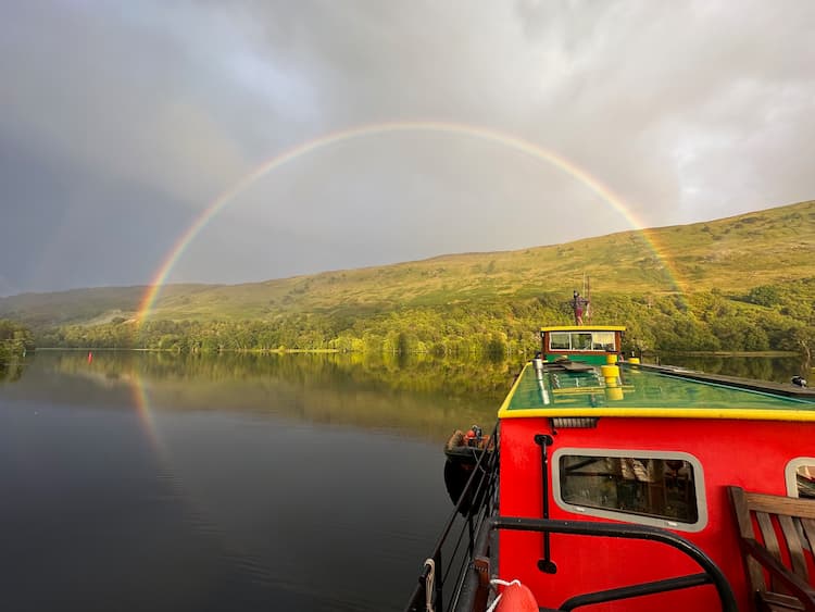 Full rainbow on Loch Oich. Photo by Don Mankin