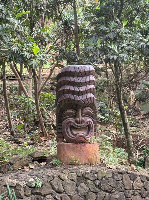 Several tikis dot the ranch like this one representing the God of War