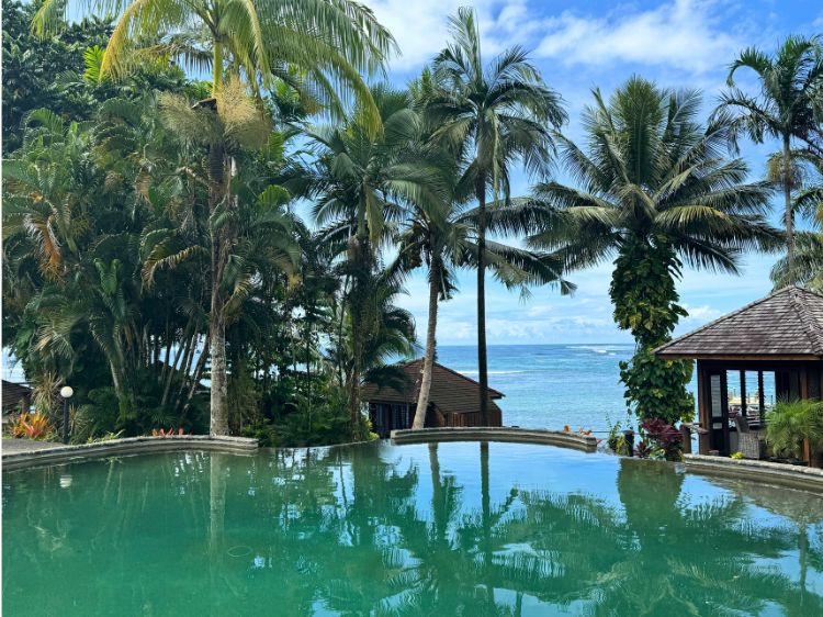 The view from the infinity pool at Sinalei Reef Resort is sublime. Photo by Debbie Stone