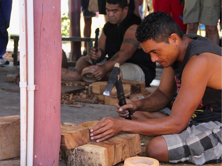 Traditional wood carving demonstration in Samoa. Photo by Peacefoo
