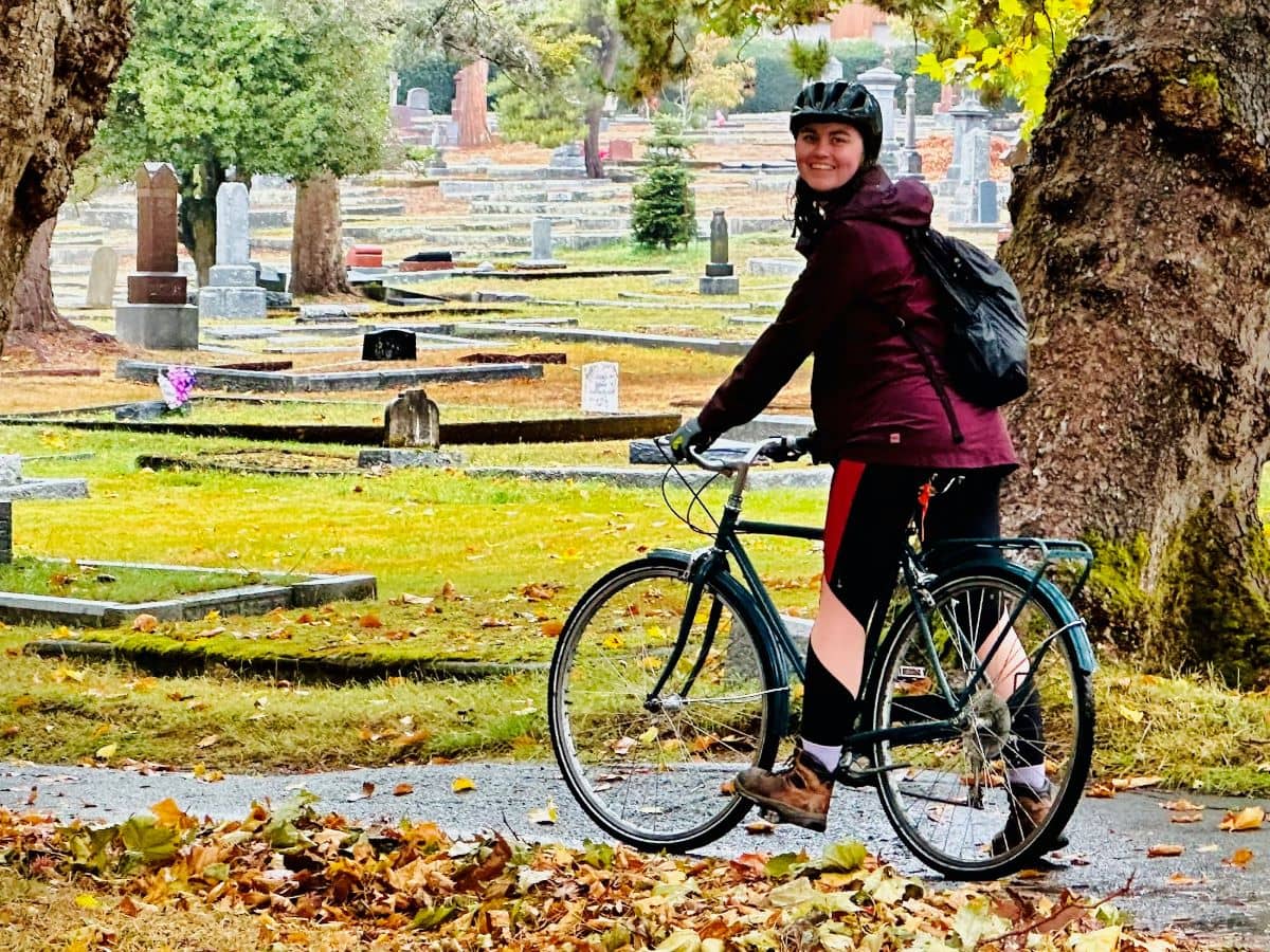 Bicycle tour with The Pedaler goes through a cemetery.
