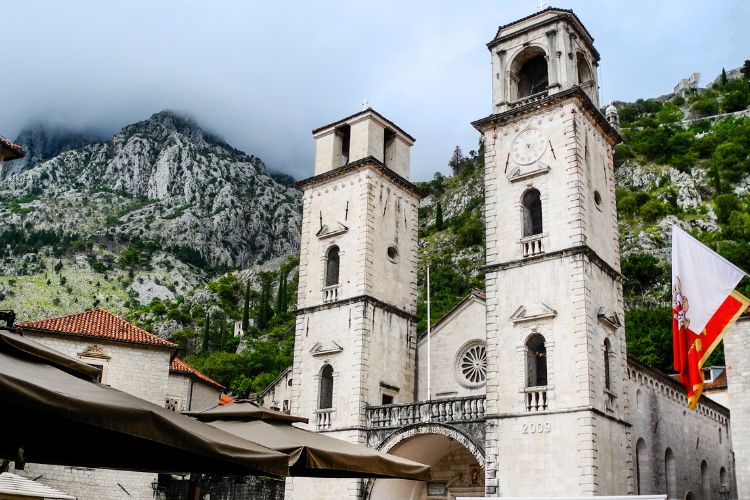 Uneven towers of the Cathedral of Saint Tryphon.