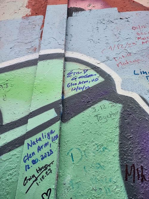 The signatures of people in favor of peace cover Belfast's Peace Wall. Photo by Eric D. Goodman