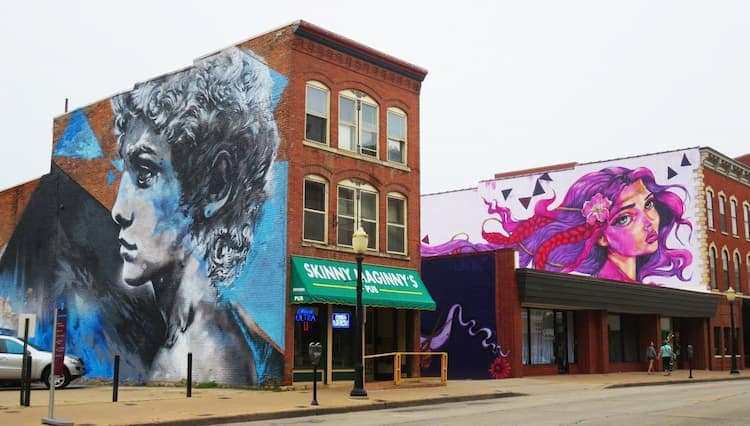 Nearly 40 murals have popped up in downtown Dubuque adding colorful backdrops to a revitalized area. Photo by Frank Hosek
