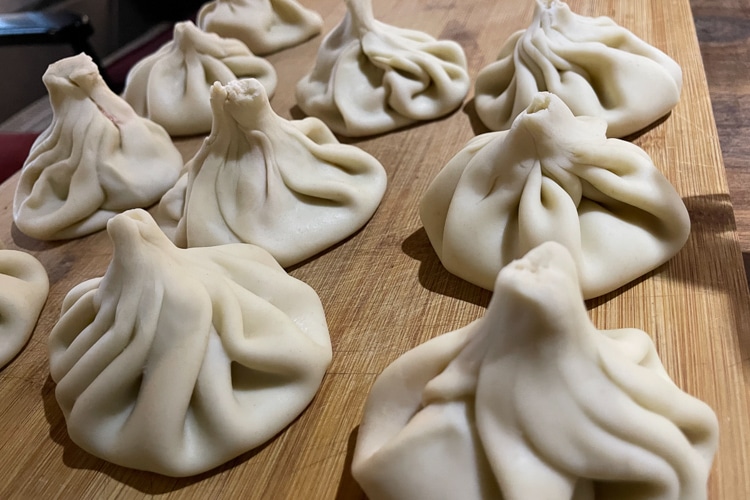 These dumplings have meat inside with salt, cumin, and chili pepper