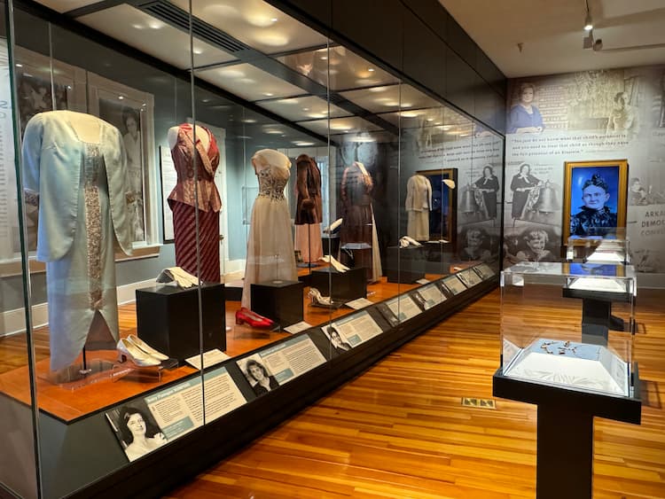 Gowns from the First Ladies of Arkansas, exhibited at the Old State House Museum. Photo by Debbie Stone