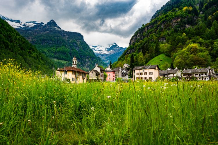 Village of Sonogno Switzerland by train
