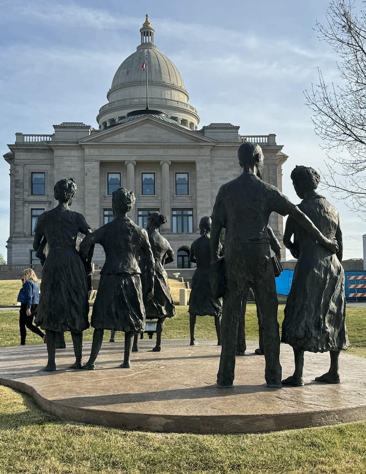 Little Rock Nine sculpture at the Arkansas State Capital.  Photo by Debbie Stone