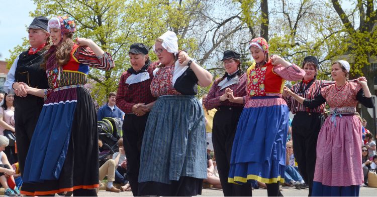 Tulip Time Festival dancers perform a mother-daughter dance in Holland, MI. Photo by smontgom65